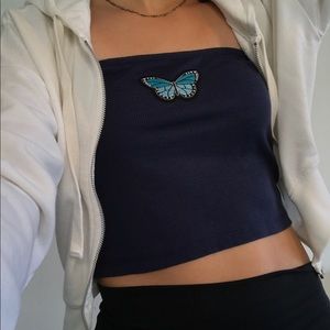 SOLD ! Blue butterfly tube top